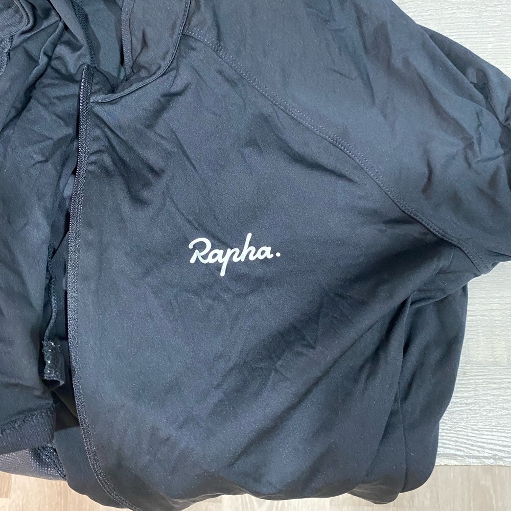 Rapha Black jersey and bib in large. Worn 4 times on the road. No crashes.